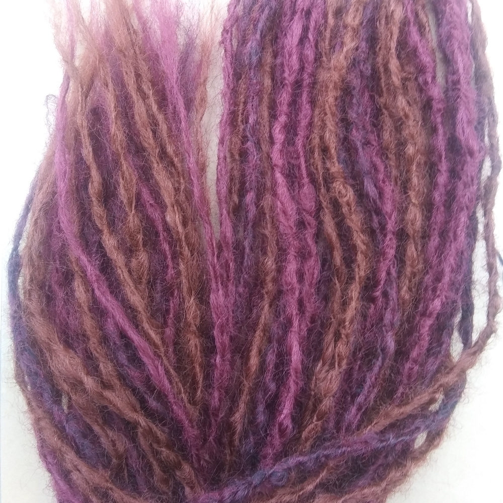 Set of fluffy knotty burgundy loc extensions